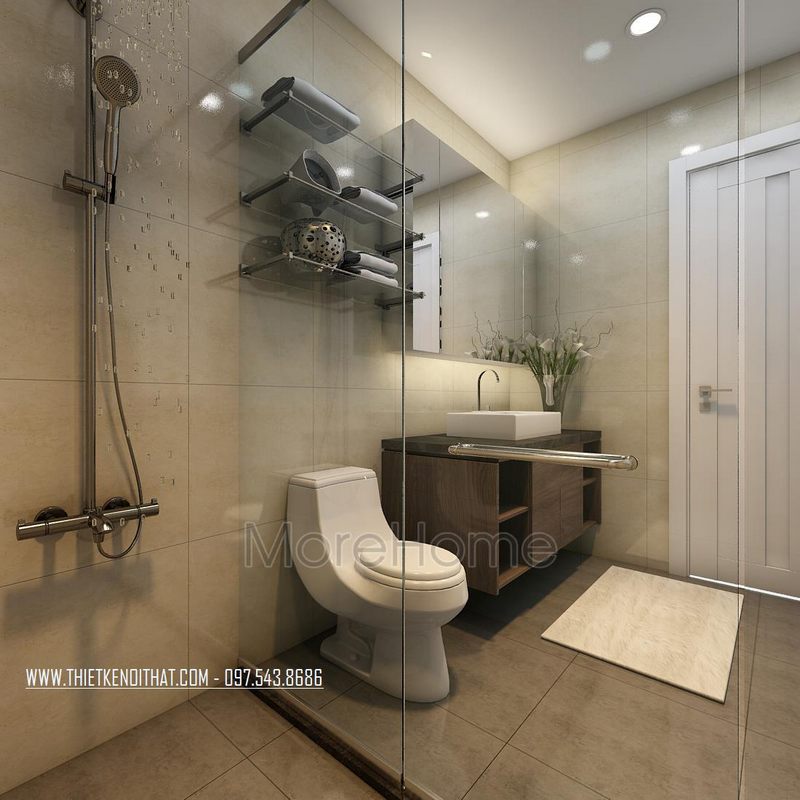 Thiết kế nội thất phòng tắm chung cư Ngoại Giao Đoàn, Bắc Từ Liêm, Hà Nội